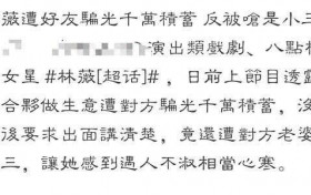 林薇300万积蓄被好友骗光 反被对方老婆诬陷是小三