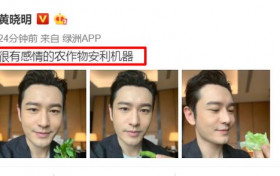 黄晓明晒自拍吃菜叶子 这是暗戳戳的秀恩爱